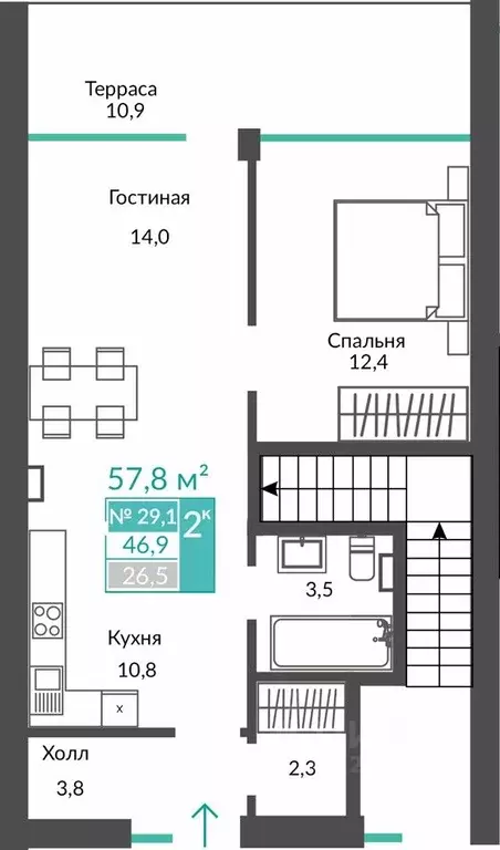 2-к кв. Крым, Алушта муниципальный округ, с. Виноградное ул. Сусловой, ... - Фото 1