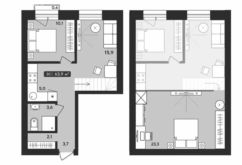 2-комнатная квартира: Октябрьский, жилой комплекс Альпийский квартал, ... - Фото 1