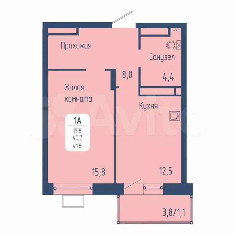 1-к. квартира, 41,8 м, 11/24 эт. - Фото 0
