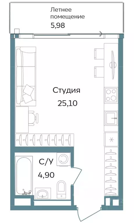 Студия Крым, Саки ул. Морская (35.98 м) - Фото 0