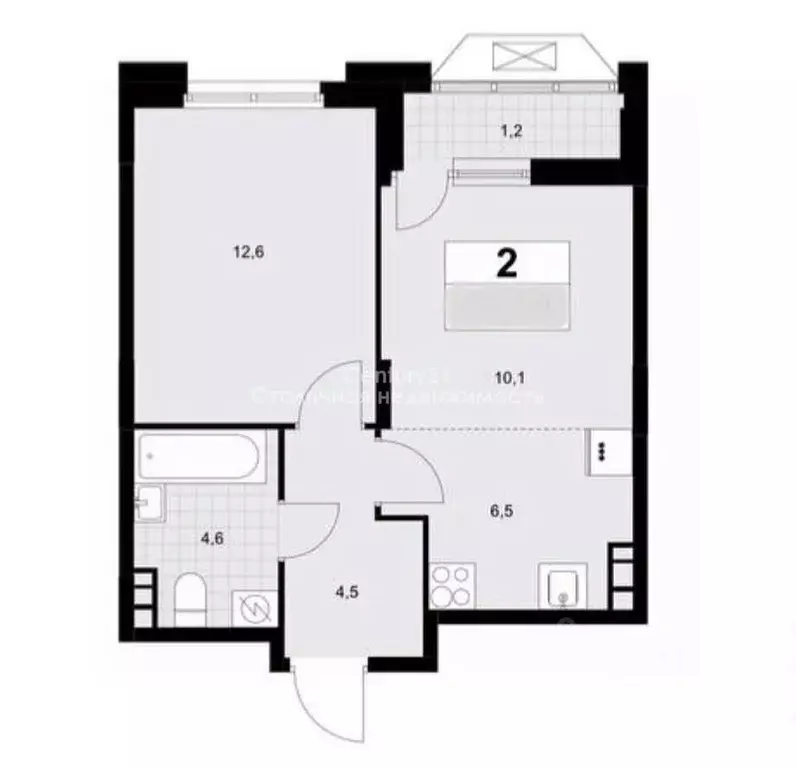 1-к кв. Москва Сосенское поселение, просп. Куприна, 7к1 (38.1 м) - Фото 2