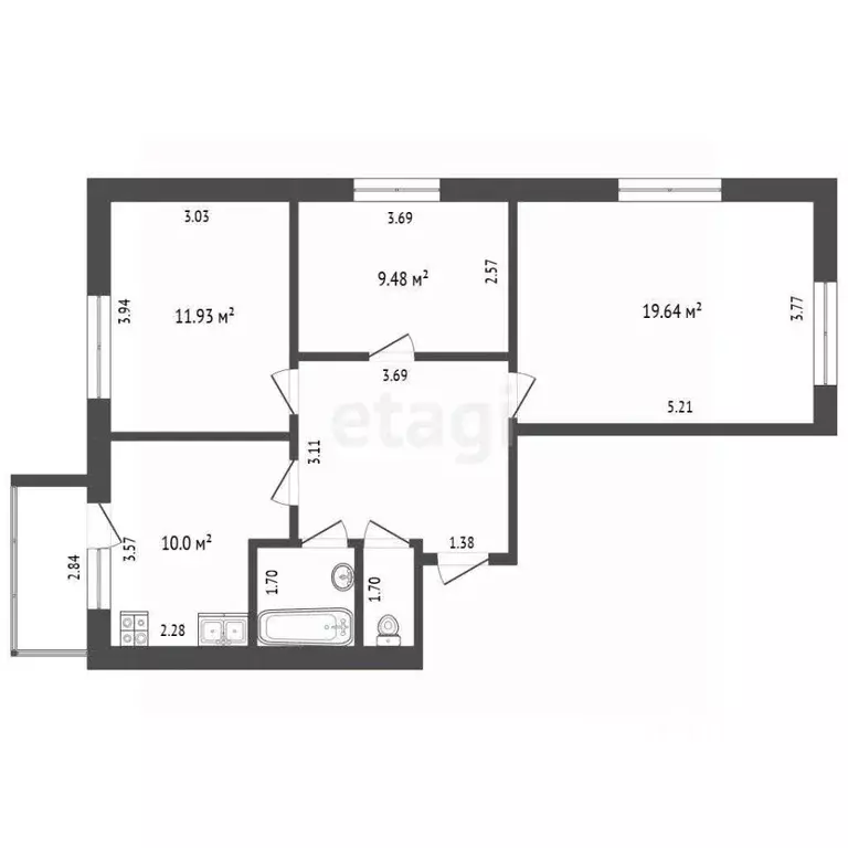 3-к кв. Ямало-Ненецкий АО, Пуровский район, Уренгой пгт, 1-й мкр 8 ... - Фото 2