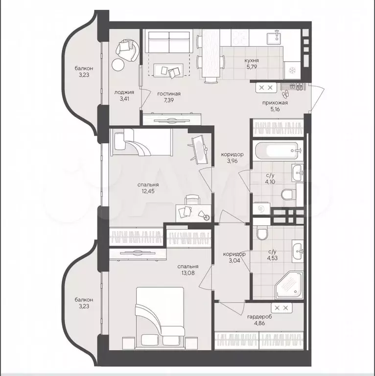 2-к. квартира, 70 м, 6/7 эт. - Фото 0