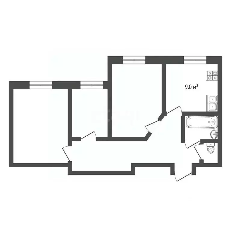 3-к кв. Ростовская область, Ростов-на-Дону Футбольная ул., 25 (58.0 м) - Фото 1