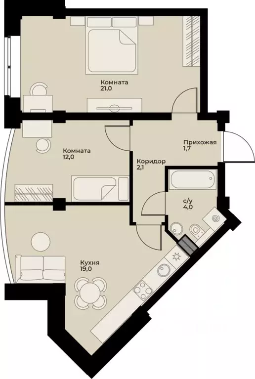 2-к кв. Свердловская область, Сухой Лог ул. Белинского, 40 (62.6 м) - Фото 1