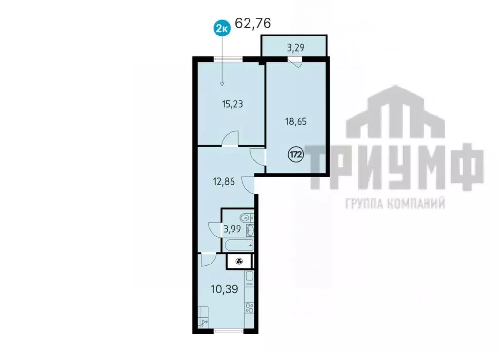 2-к кв. Нижегородская область, Кстово ул. Сутырина, 9 (62.76 м) - Фото 1