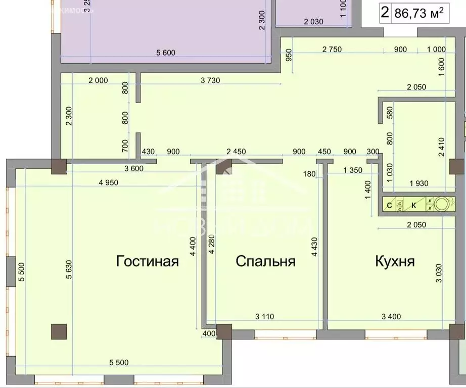 2-комнатная квартира: Нальчик, улица Героя России Т.М. Тамазова, 3 (83 ... - Фото 0