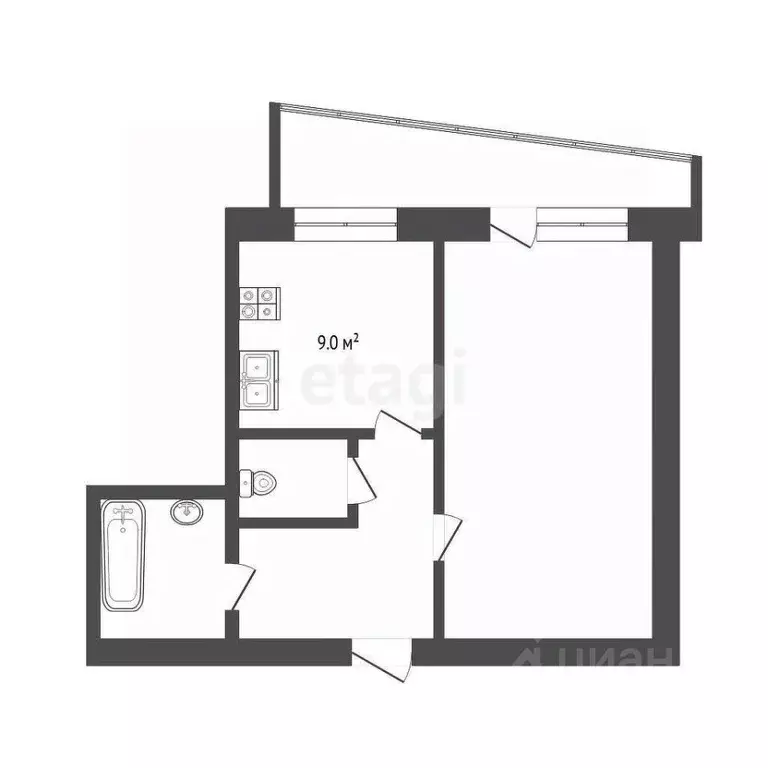 1-к кв. Тюменская область, Тюмень ул. Республики, 92 (34.0 м) - Фото 2