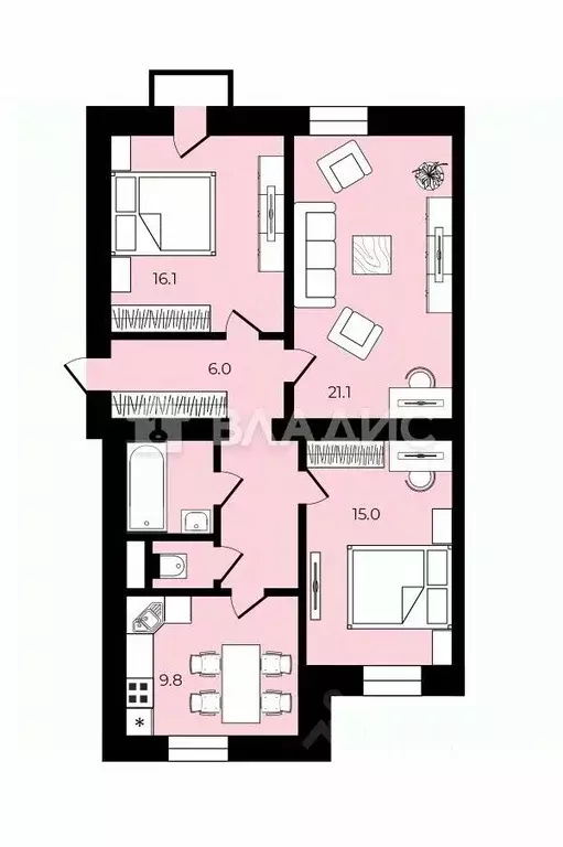 3-к кв. Санкт-Петербург Скобелевский просп., 4В (76.4 м) - Фото 2