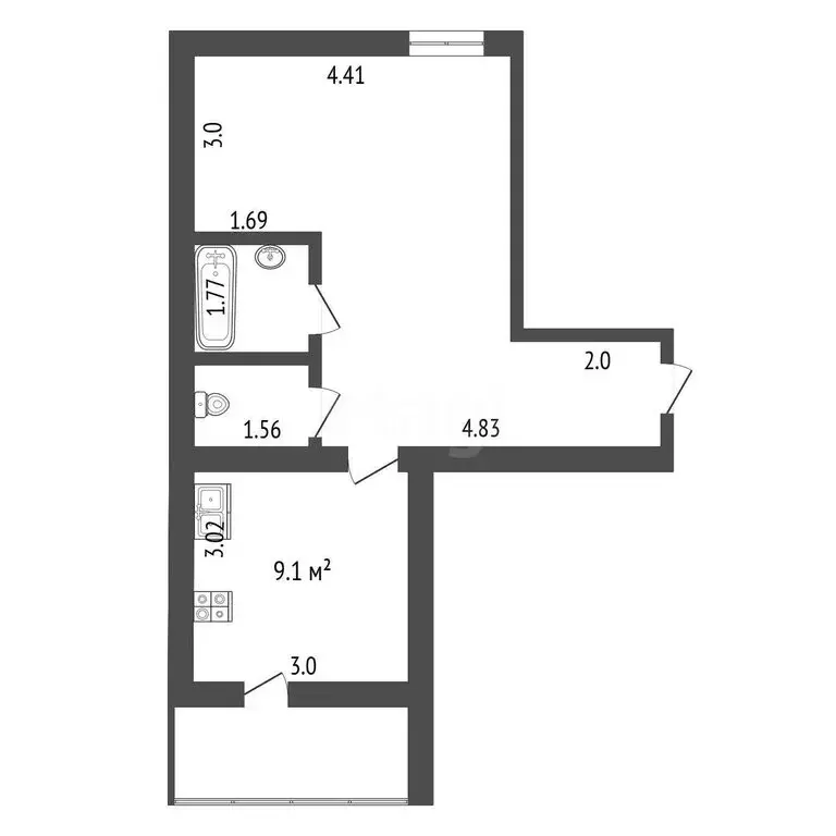 1-комнатная квартира: Стерлитамак, улица Николаева, 22 (37.8 м) - Фото 1