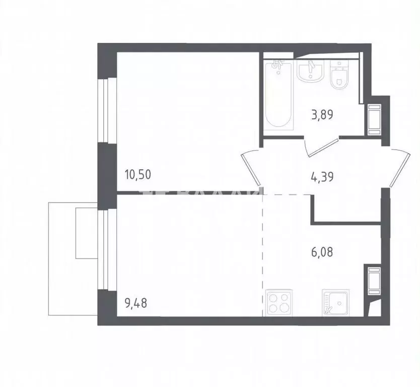 2-комнатная квартира: деревня Юрлово, к1/1 (34 м) - Фото 1