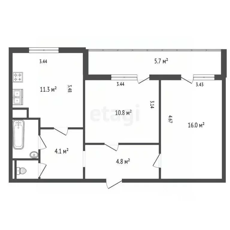 2-к кв. Санкт-Петербург Индустриальный просп., 29 (50.5 м) - Фото 1
