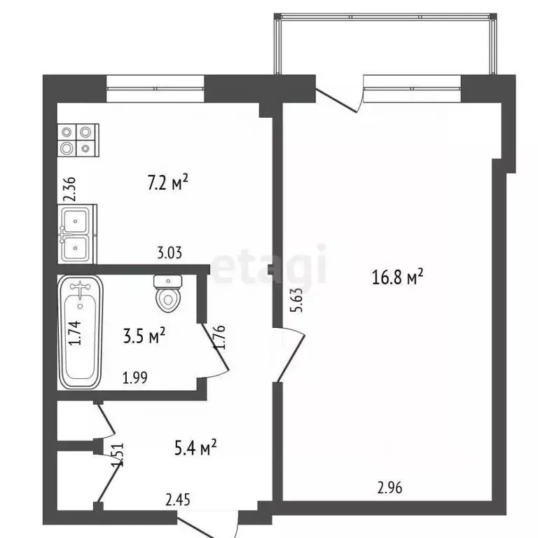1-к кв. Кемеровская область, Юрга ул. Машиностроителей, 53А (33.6 м) - Фото 1