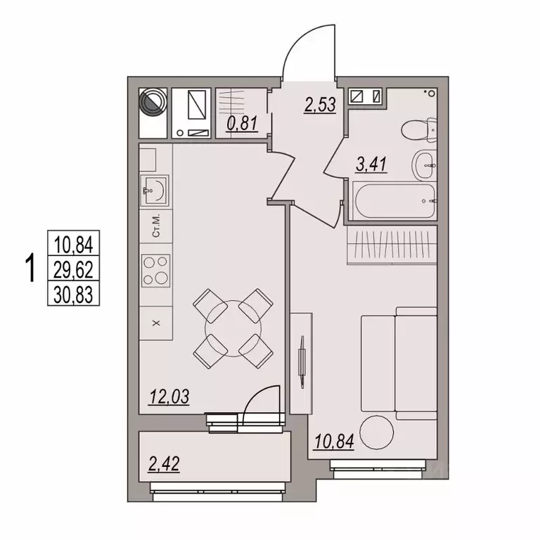 1-к кв. Волгоградская область, Волгоград ул. Дымченко, 9 (30.83 м) - Фото 1