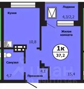1-к кв. Красноярский край, Красноярск ул. Лесников, 51Б (37.2 м) - Фото 0