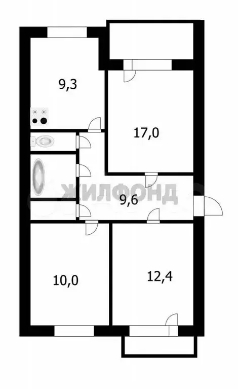 3-к. квартира, 63,9 м, 5/5 эт. - Фото 0