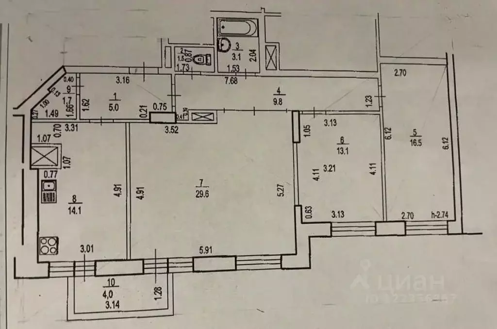3-к кв. Башкортостан, Уфа Бакалинская ул., 25 (94.4 м) - Фото 1