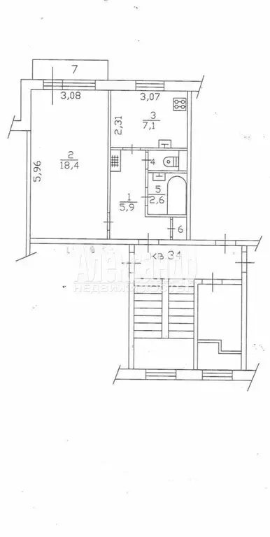 1-комнатная квартира: посёлок Щеглово, 78 (36 м) - Фото 1