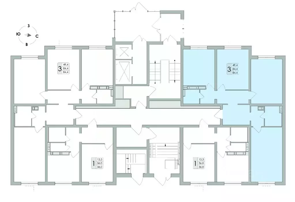 3-к кв. воронежская область, воронеж ул. шишкова, 140б/16 (84.4 м) - Фото 1