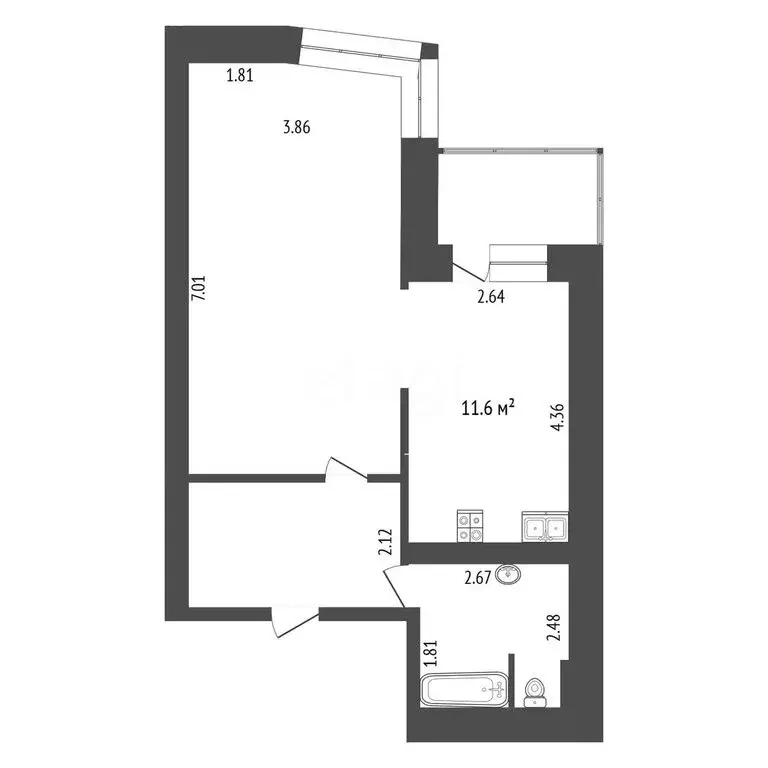 1-комнатная квартира: Тюмень, улица 50 лет Октября, 24к2 (52.6 м) - Фото 1