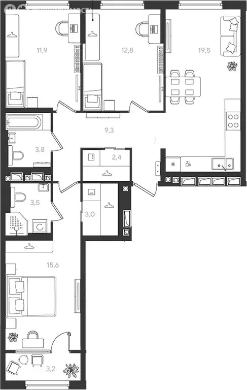 3-комнатная квартира: Краснодар, улица Ивана Беличенко, 86к1 (80 м) - Фото 1
