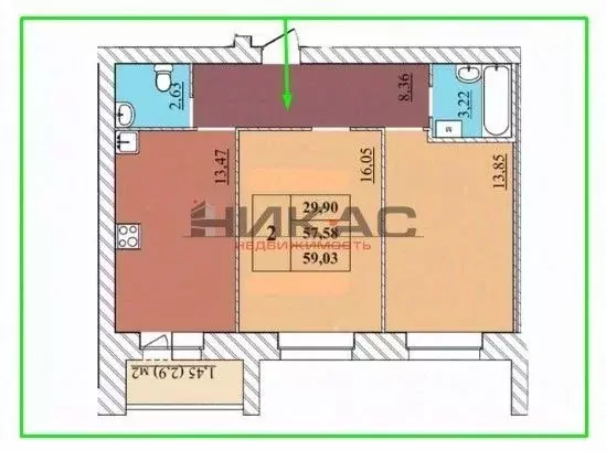 2-к кв. Ярославская область, Ярославль пос. Норское, пер. 3-й Норский, ... - Фото 2