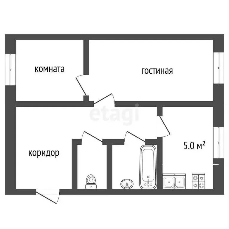 2-комнатная квартира: посёлок городского типа Пышма, Заводская улица, ... - Фото 1