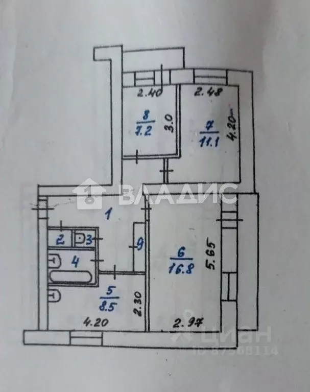 3-к кв. Новосибирская область, Бердск ул. Карла Маркса, 49А (59.8 м) - Фото 1