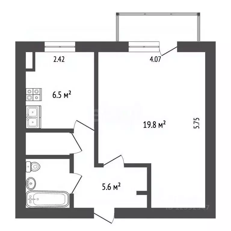 1-к кв. Крым, Симферополь городской округ, Грэсовский пгт пер. ... - Фото 2