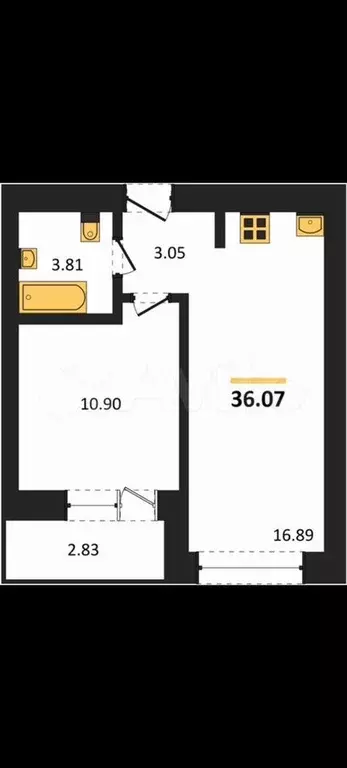 1-к. квартира, 37,5 м, 2/9 эт. - Фото 1