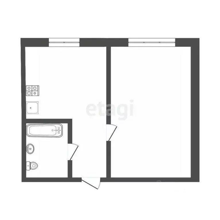 1-к кв. Тульская область, Узловая ул. Пушкина, 4А (34.0 м) - Фото 2