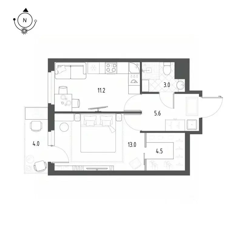 1-к кв. Санкт-Петербург ш. Суздальское, 22к3 (38.6 м) - Фото 0