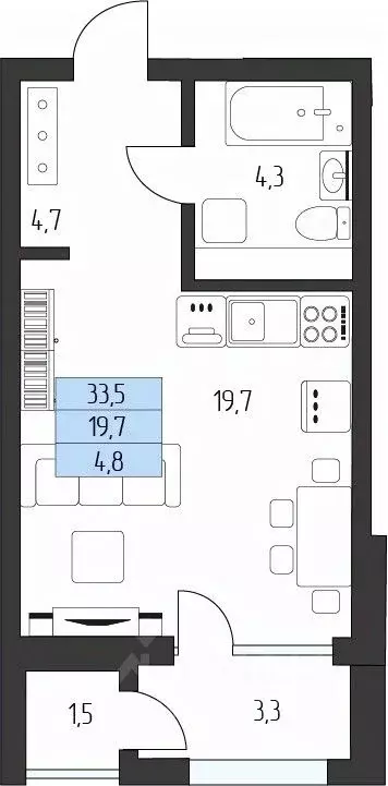 Студия Карачаево-Черкесия, Зеленчукский район, с. Архыз  (30.8 м) - Фото 1