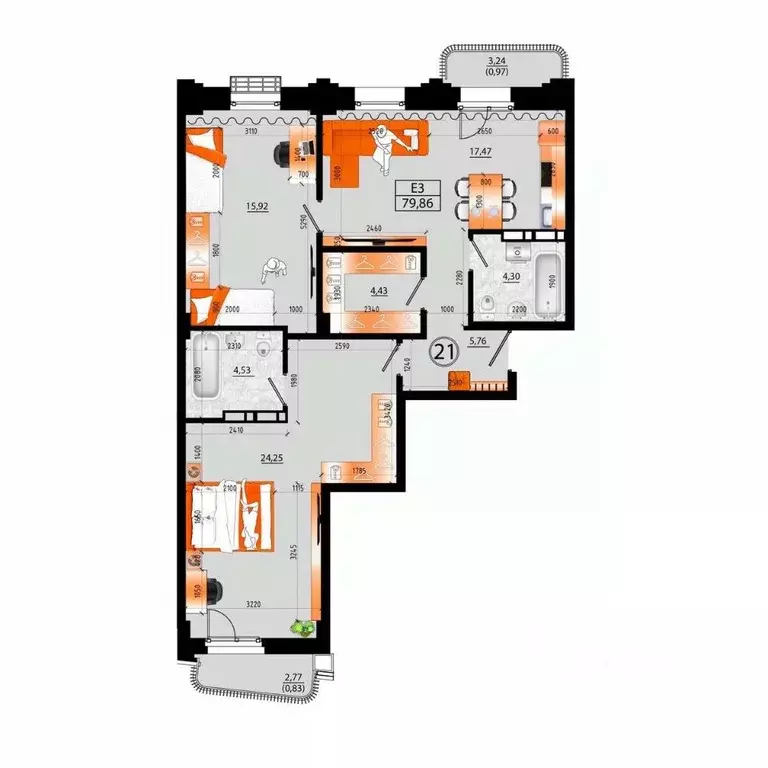 1-к кв. Приморский край, Владивосток Санрайс жилой комплекс (78.06 м) - Фото 2