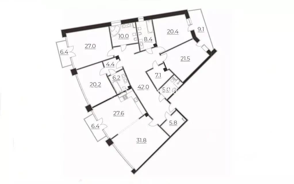 5-к кв. Санкт-Петербург проезд Петровская коса, 6к1 (237.4 м) - Фото 2