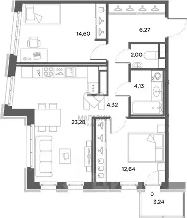 2-к кв. Санкт-Петербург Лисичанская ул., 22 (68.21 м) - Фото 0
