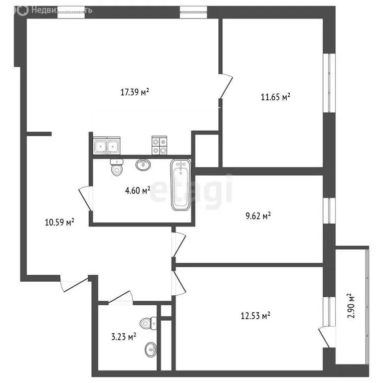 3-комнатная квартира: Тюмень, Героев Сталинградской битвы, 5 (77 м) - Фото 0