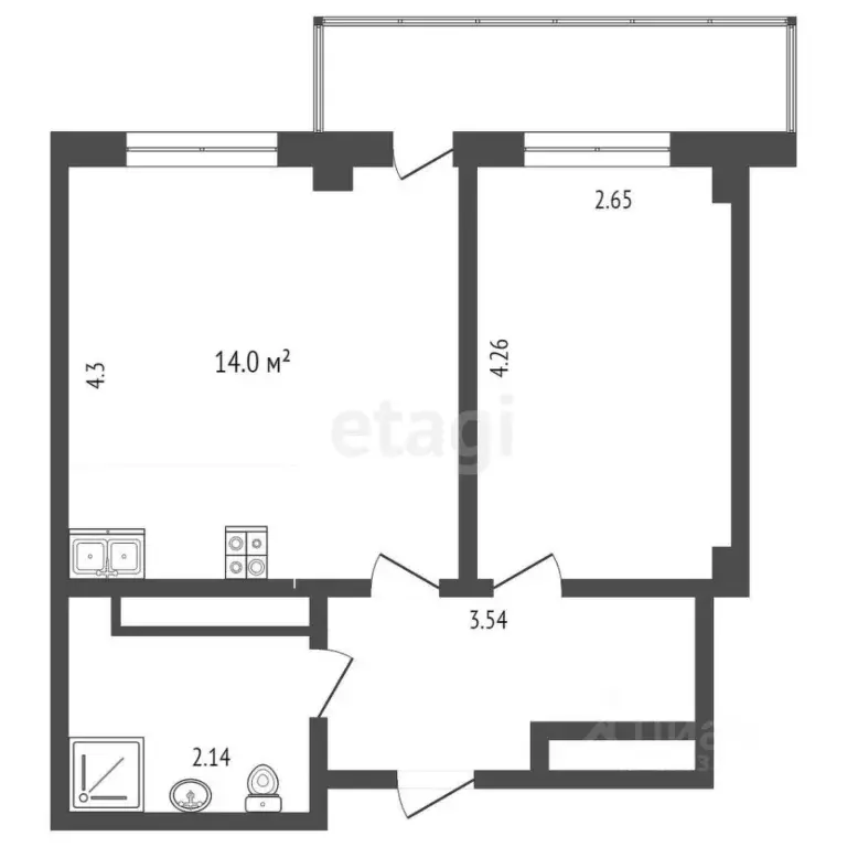 1-к кв. Тюменская область, Тюмень ул. Николая Никитина, 8 (38.6 м) - Фото 0