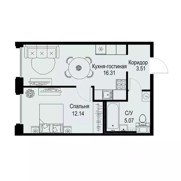 1-к кв. Санкт-Петербург ул. Профессора Попова, 38 (37.03 м) - Фото 0