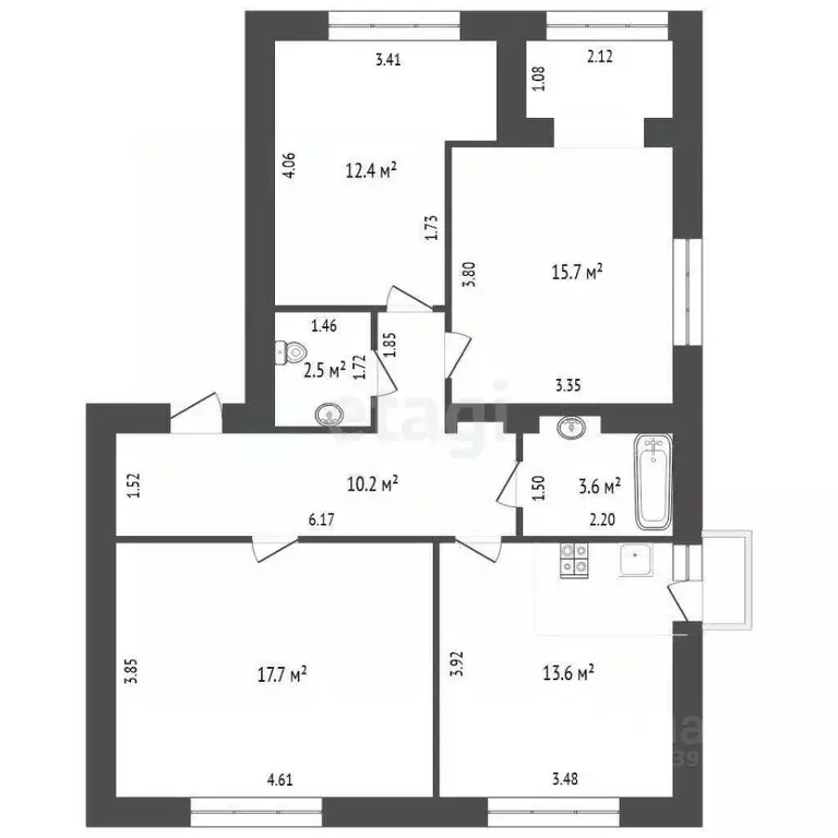 3-к кв. Крым, Сакский район, с. Крайнее ул. Ленина (72.4 м) - Фото 2
