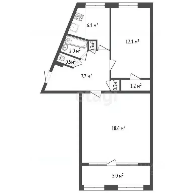 2-к кв. Севастополь просп. Октябрьской Революции, 57 (51.6 м) - Фото 2