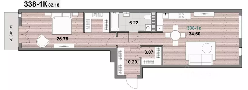 1-к кв. Калининградская область, Зеленоградск ул. Гагарина (82.18 м) - Фото 1