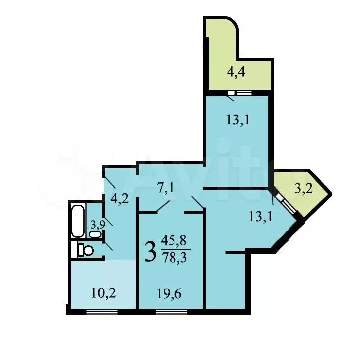 Аукцион: 3-к. квартира, 76,3 м, 7/14 эт. - Фото 0
