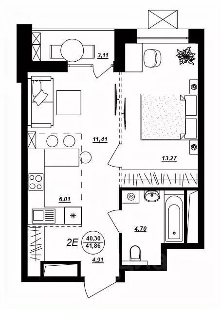 2-к кв. Хабаровский край, Хабаровск ул. Демьяна Бедного (41.86 м) - Фото 1