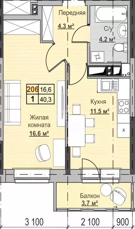 1-к кв. Удмуртия, Ижевск ул. Ухтомского, 12 (36.6 м) - Фото 1