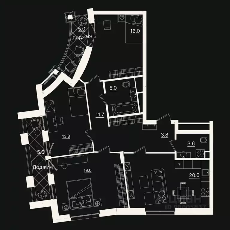 3-к кв. Тюменская область, Тюмень ул. Щербакова, 2к3 (104.0 м) - Фото 0