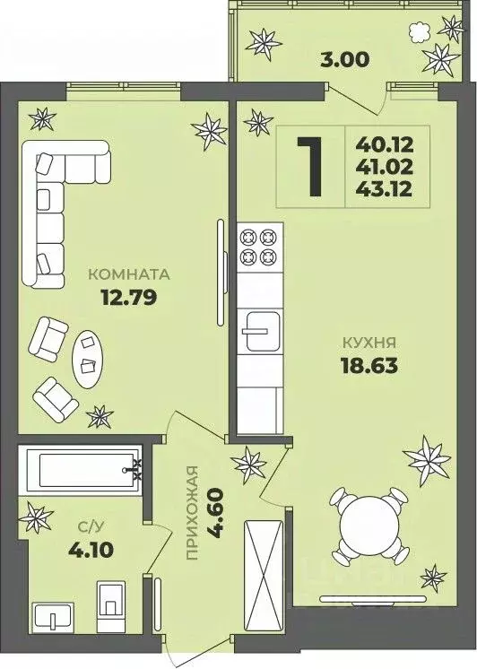 1-к кв. Калининградская область, Калининград ул. Генерала Толстикова, ... - Фото 1