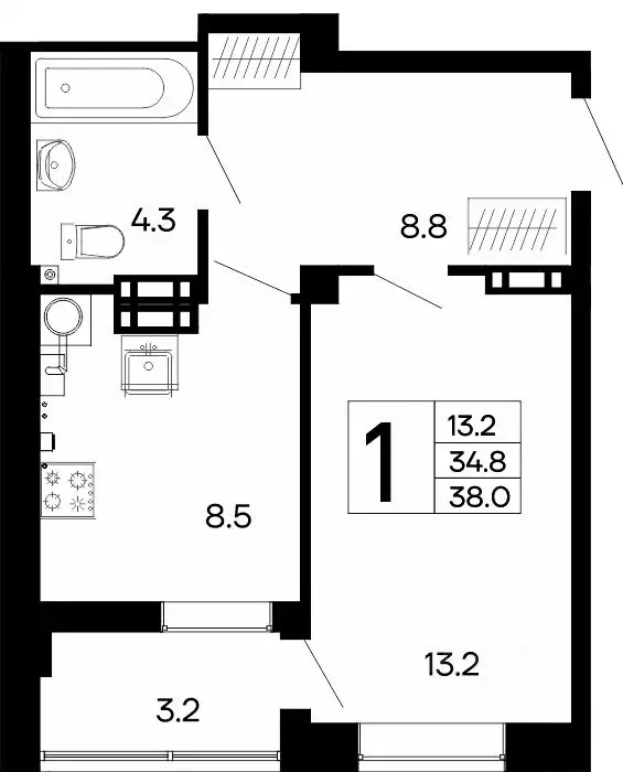 1-к кв. Крым, Феодосия ш. Симферопольское, 48к1 (38.0 м) - Фото 1