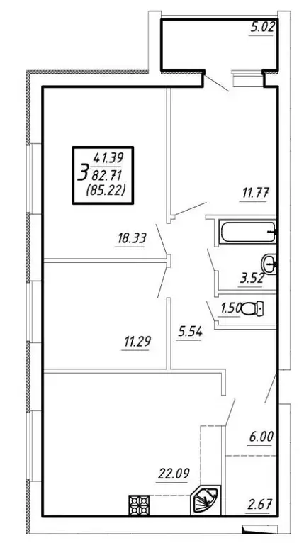 Продаётся 3-к квартира, 82.7 м - Фото 0