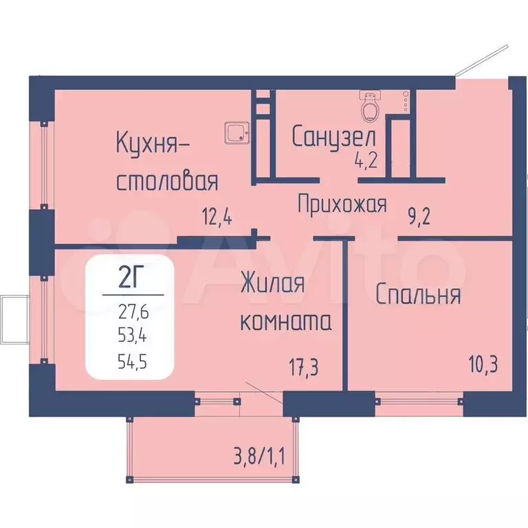 2-к. квартира, 54,5 м, 19/24 эт. - Фото 0